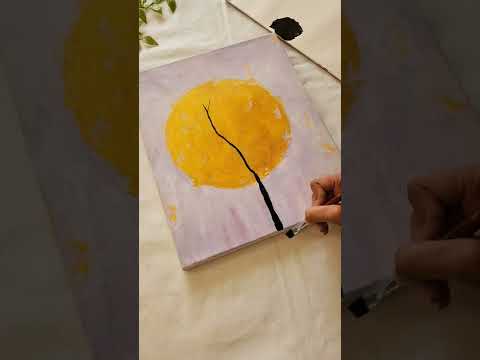 tree silhouette painting ✨ #shorts #canvaspainting #youtubeshorts