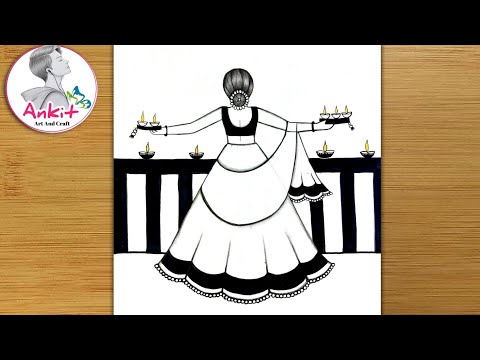 Beautiful Diwali Drawing Easy/Diwali Festival Scenery Drawing For Beginners /Diwali competition 2024