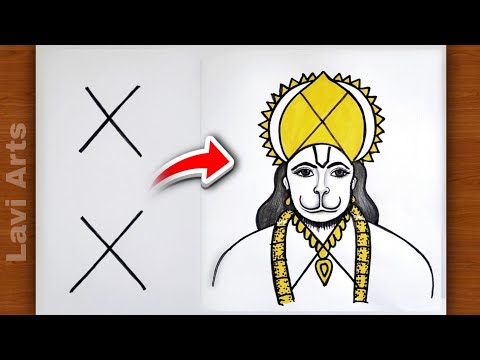 How to draw Hanuman ji with XX | Bajarangbali  drawing| हनुमान ड्राइंग | God drawing | Lavi Arts