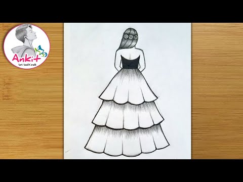 How to draw a girl in beautiful dress / Girl Drawing / Dress Drawing / Pencil Sketch / Art