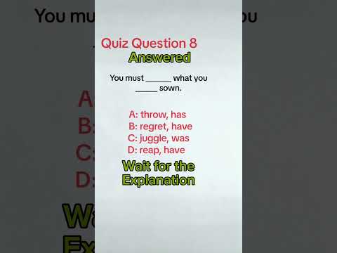 Quiz Question 8 #englishgrammar #englishquizchannel #grammarbasic Answered