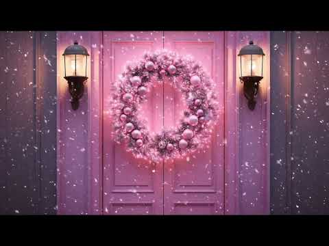 Pink Christmas Wreath Door Snowing Calming Relaxing Studying Instrumental 2 Hours