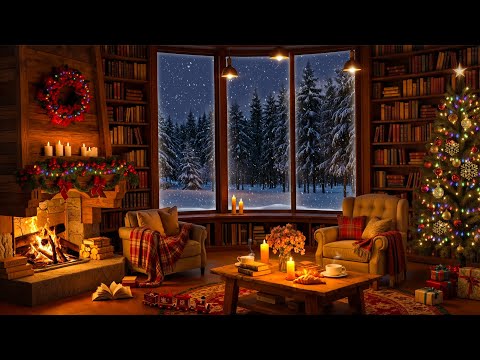 Cozy Winter Ambience ⛄ Smooth Jazz Music & Crackling Fireplace in Warm Cabin Ambience to Work, Study