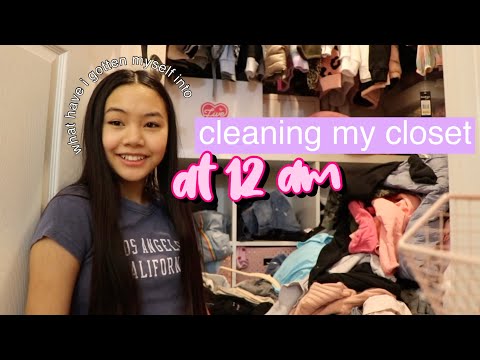 12am Challenge- CLEANING MY CLOSET /mini tour | Jessalyn Grace