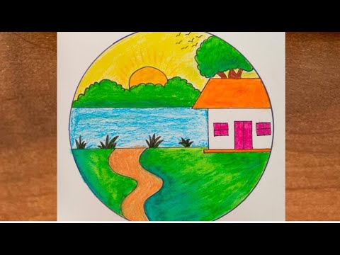 Beautiful Nature Scenery Drawing Easy / Easy landscape drawing / Easy nature drawing for beginners