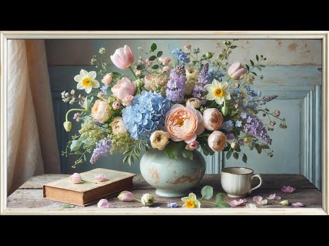 Spring Floral TV Art Wallpaper | Vintage Framed Screensaver | 4K Relaxing Flower Painting Frame TV🌸