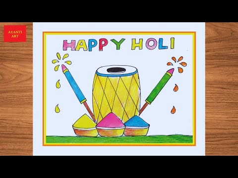 Happy Holi Drawing || Creating a Colorful Holi Festival Drawing Step-by-Step Tutoria || Happy holi