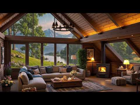 Cozy Spring Porch 4K with Birdsong, Wind Chimes and Lake Waves for Relaxation