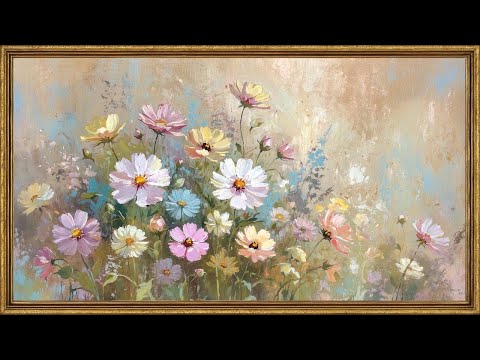 Vintage Wildflower TV Art | Pastel Floral Painting | Relaxing Floral Screensaver | 4K Frame TV Décor