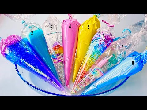 Making Glossy Crunchy Slime With Piping Bags | I tried Making Original ASMR Slime With Piping Bags