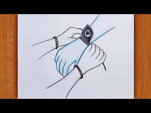 Rakshabandhan with Krishna | How to draw Rakshabandhan in Krishna hand | Rakhi Special drawing