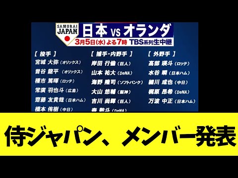 侍ジャパン　強化試合メンバー、発表される