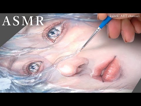 【ASMR】うるうるな水彩イラストメイキングと描く音🌸Watercolor Painting, Water