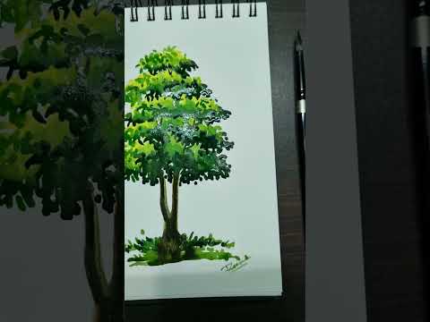 Watercolor tree #nature #shorts #watercolor #drawwithraman