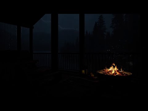 Thunderstorm Sleep sounds - Peace and Tranquility Ambience | Dark Balcony⛈️