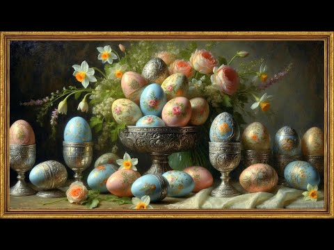 Vintage Easter Eggs TV Art Wallpaper | 4K Gold Framed Art Screensaver | Relaxing Spring Ambience