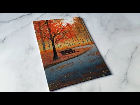 Autumn painting idea 🍂 easy acrylic painting for beginners ✨️