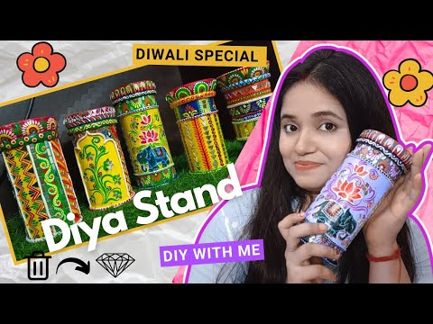 diya stand making at home / diwali home decoration ideas easy / diwali backdrop decoration ideas