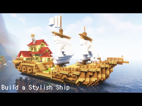 【マイクラ建築】家付きのおしゃれな船を作る - Build a stylish ship with a house - 春夏秋冬の街作りシリーズ 【Minecraft】【マインクラフト】java