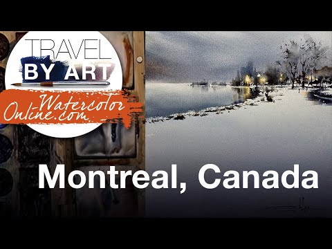 #266 Travel By Art, Ep. 119: St. Lawrence River, Montreal, Canada (Watercolor Landscape Demo)