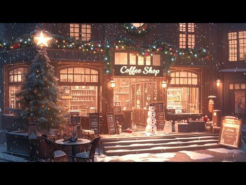 Winter Night at Nostalgic Cozy Christmas Street | Smooth Jazz Music for Relax