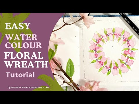 Easy Watercolour Floral Wreath - tutorial