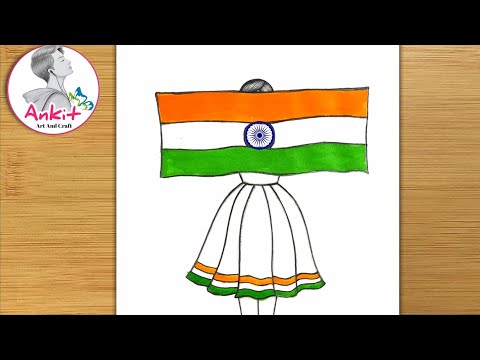 Independence Day Drawing Easy Steps / How to draw 15 august Drawing Easy Step / Girl Drawing