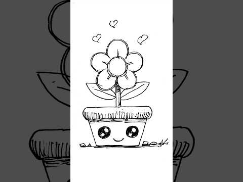 how to draw a flower in pot kawaii