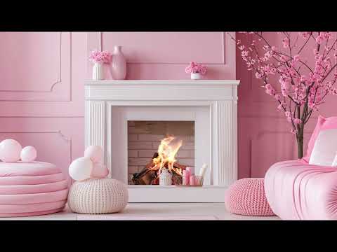 Easter Pink Living Room Spring Burning Fireplace Sounds Relax Study Peaceful 1 Hour