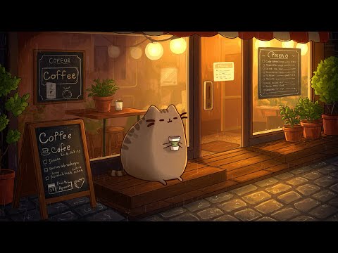 Pusheen’s Rainy Café ☕ Soft Lofi Chill 🎧 Study & Sleep Music