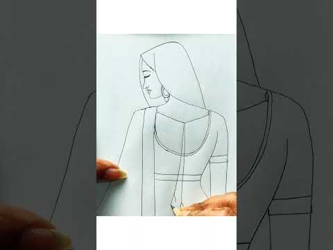 How to draw Girl backside in Saree || Pencil sketch for beginner || drawing tutorial|| gajra drawing