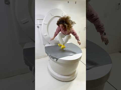 I JUMPED SUPER HIGH in the Worlds Largest Toilet and Turned into a CRAZY FACE LADY #shorts