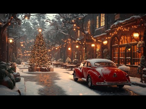 White Christmas Jazz on Street at Coffee Shop Ambience – Jazz Music to Festive Vibes 🎄❄️