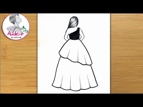 How to draw a Girl in beautiful dress / Girl backside Drawing / Drawing / Pencil Sketch / Art Video