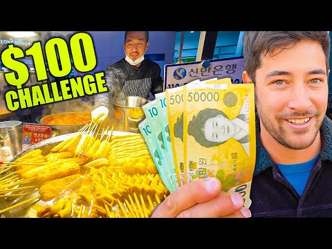 KOREAN STREET FOOD $100 Challenge in Seoul 🇰🇷 CRAZY Night Market + HANWOO BEEF BBQ!