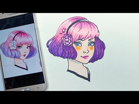 Coloring anime girl with ohuhu marker || part-2 | ohuhu marker drawing | anime girl drawing |