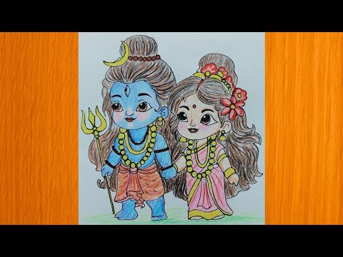 how to draw cute shiv parvati drawing |shiv parvati drawing outline|#mahashivratri #shivparvati #art