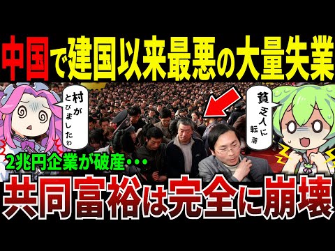 中国で建国以来の大量失業...共同富裕は完全に崩壊【ずんだもん＆ゆっくり解説】