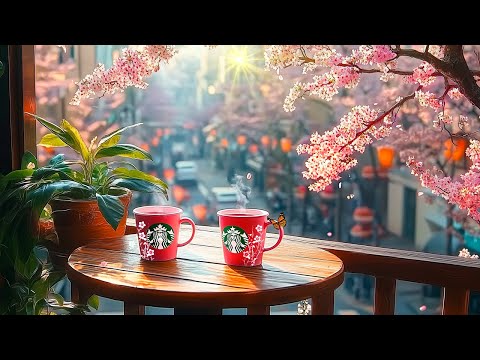 Starbucks Radiant Jazz Beneath Cherry Blossoms🌸コーヒーbgm☕2月の朝リラックス音楽 スタバ✨春のカフェジャズは、心地よい季節の雰囲気とともに