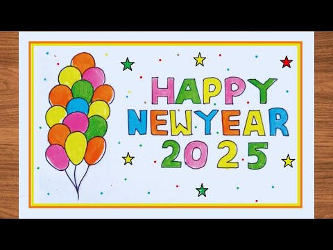 Happy New Year Drawing 2025 || Happy New Year Card Drawing || New Year Drawing 2025 || New Year