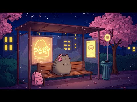 Pusheen’s Cozy Spring Night 🌃🌸 Chill Beats for Late Night Studying & Relaxing 🌙 [Chill Mix]