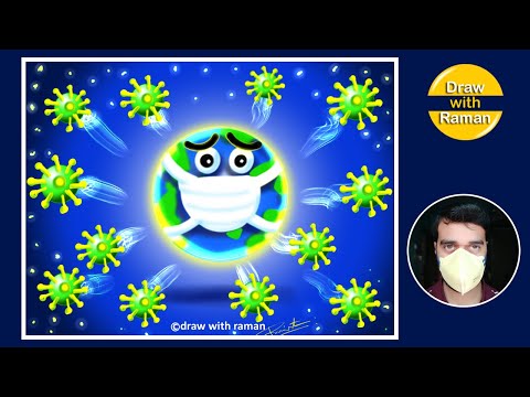 Drawing of Coronavirus / Save Earth from Corona Virus in Hindi/ Coronavirus Drawing easily