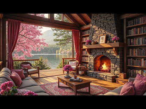 Cozy Spring Retreat 🌷 Relaxing Fireplace & Nature Sounds for Sleep & Focus