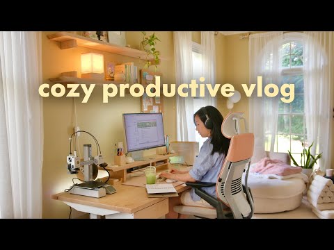 Cozy Productive Vlog 🍵 creative diaries, designing lamps, desk reset, small business life, gaming