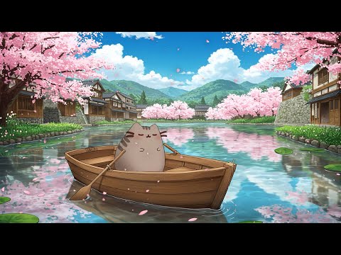 Springtime with Pusheen 🌸 Cozy Lofi for a Relaxing 🌿 Calm & Dreamy Beats for Study & Work