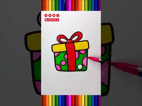 how to coloring a gift box #drawing #coloring #trending #shorts