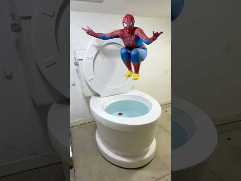 HUGE FLYING SPIDERMAN JUMP into the Worlds Largest Toilet #shorts