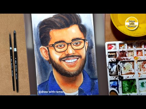 Watercolor Portrait Tutorial in Hindi | Carryminati Watercolor Painting