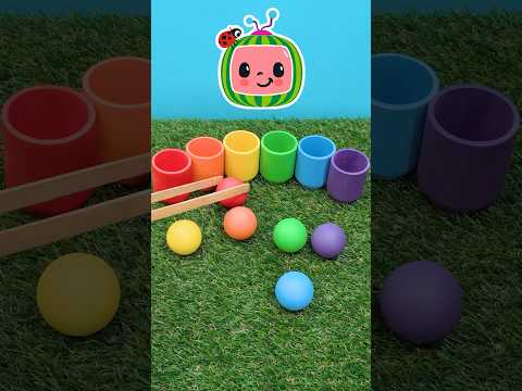 Learn Colors🔴🟠🟡🟢🔵🟣 with Balls! Uh oh! Catch that ball! #shorts #cocomelon