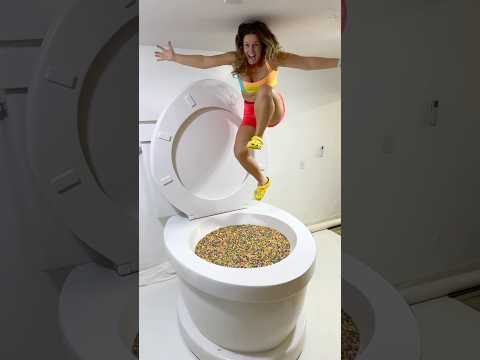 I DUMPED 5 SNACKS into the Worlds Largest Toilet and JUMPED IN #shorts